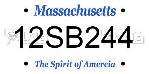 12SB244 Massachusetts License Plate