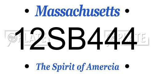 12SB444 Massachusetts License Plate