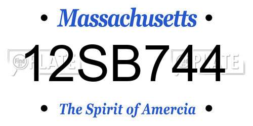 12SB744 Massachusetts License Plate