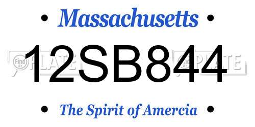 12SB844 Massachusetts License Plate