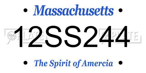 12SS244 Massachusetts License Plate