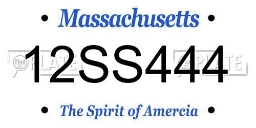 12SS444 Massachusetts License Plate