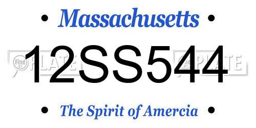 12SS544 Massachusetts License Plate