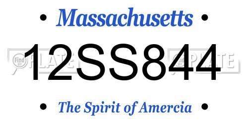 12SS844 Massachusetts License Plate