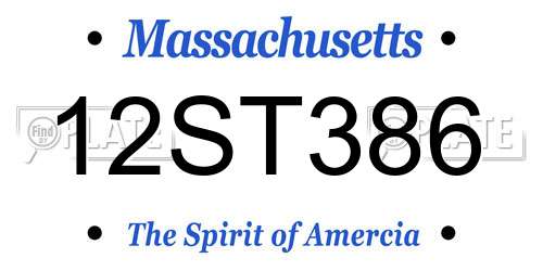 12ST386 Massachusetts License Plate