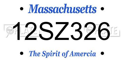 12SZ326 Massachusetts License Plate