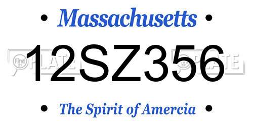 12SZ356 Massachusetts License Plate
