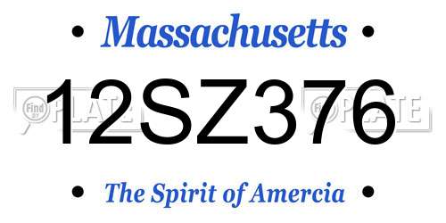 12SZ376 Massachusetts License Plate