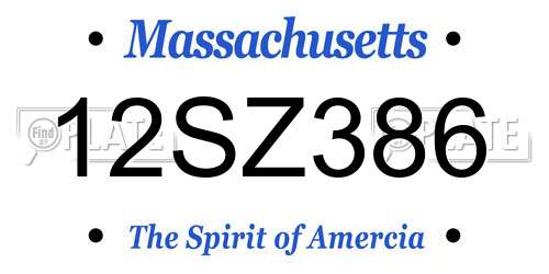 12SZ386 Massachusetts License Plate