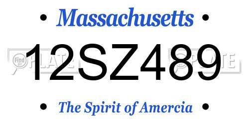 12SZ489 Massachusetts License Plate