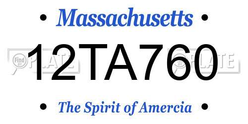 12TA760 Massachusetts License Plate