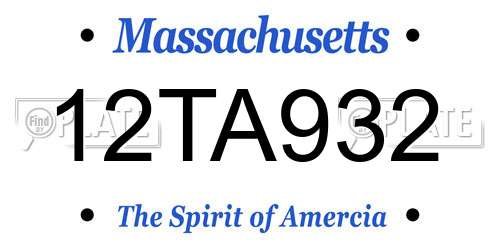 12TA932 Massachusetts License Plate
