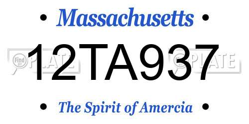 12TA937 Massachusetts License Plate