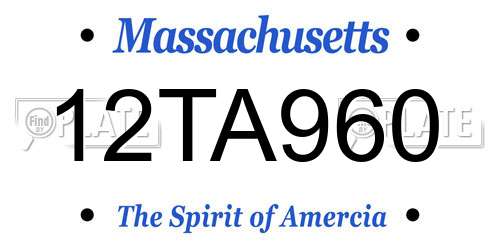 12TA960 Massachusetts License Plate