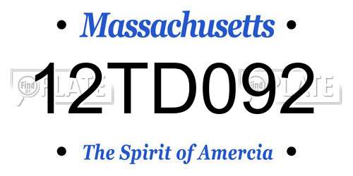 12TD092 Massachusetts License Plate