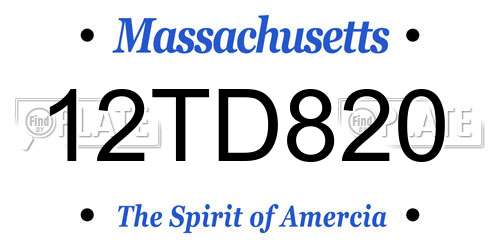 12TD820 Massachusetts License Plate