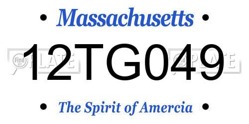 12TG049 Massachusetts License Plate