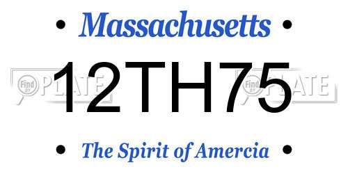 12TH75 Massachusetts License Plate
