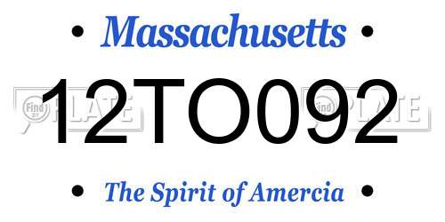 12TO092 Massachusetts License Plate