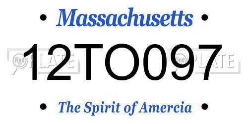 12TO097 Massachusetts License Plate