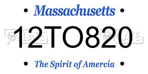12TO820 Massachusetts License Plate