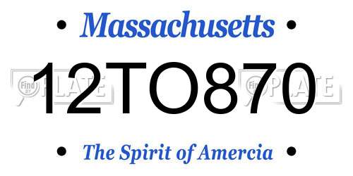 12TO870 Massachusetts License Plate