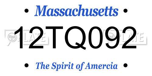 12TQ092 Massachusetts License Plate