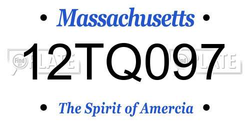 12TQ097 Massachusetts License Plate