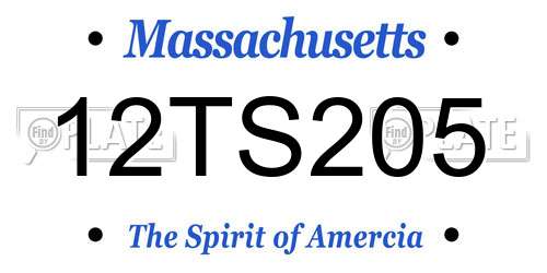 12TS205 Massachusetts License Plate