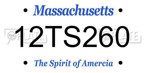12TS260 Massachusetts License Plate