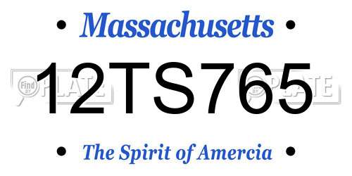 12TS765 Massachusetts License Plate