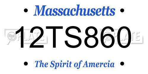 12TS860 Massachusetts License Plate