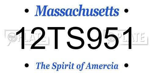 12TS951 Massachusetts License Plate