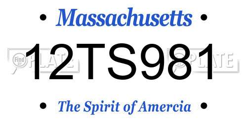 12TS981 Massachusetts License Plate
