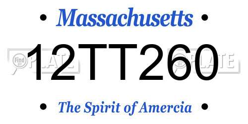 12TT260 Massachusetts License Plate