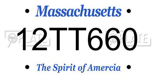 12TT660 Massachusetts License Plate