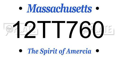12TT760 Massachusetts License Plate