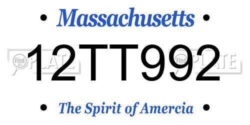 12TT992 Massachusetts License Plate