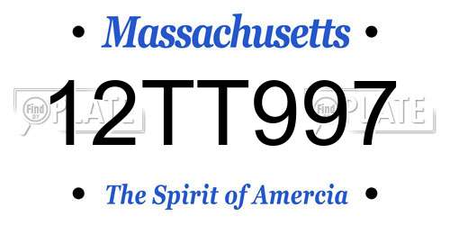 12TT997 Massachusetts License Plate