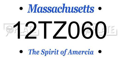 12TZ060 Massachusetts License Plate
