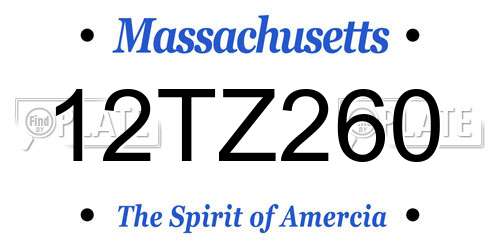 12TZ260 Massachusetts License Plate