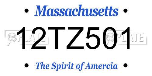 12TZ501 Massachusetts License Plate
