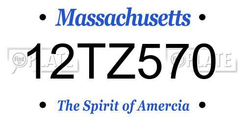 12TZ570 Massachusetts License Plate