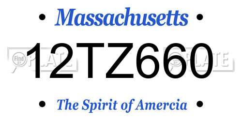 12TZ660 Massachusetts License Plate