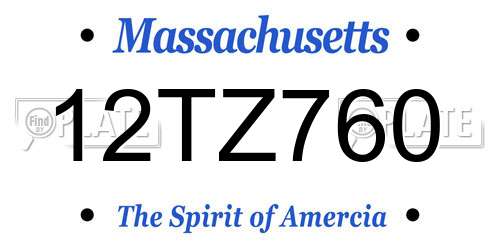 12TZ760 Massachusetts License Plate