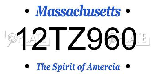 12TZ960 Massachusetts License Plate