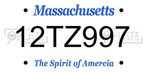 12TZ997 Massachusetts License Plate