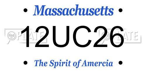 12UC26 Massachusetts License Plate