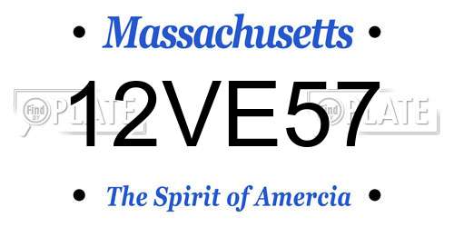 12VE57 Massachusetts License Plate