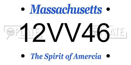 12VV46 Massachusetts License Plate